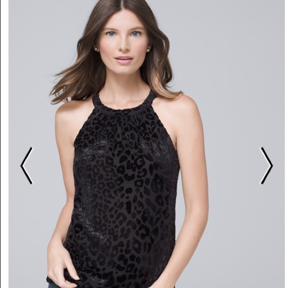 WHBM leopard jacquard halter. Blk. NWT